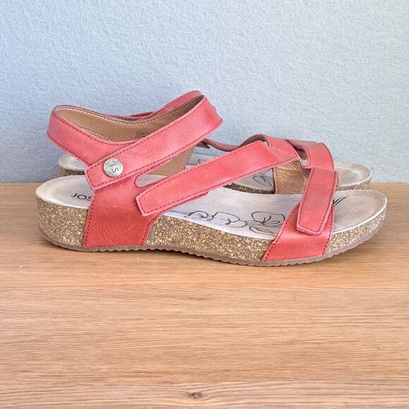 Josef Seibel Tonga 25 Strappy Walking Comfort Sandals Cork Red EU 41 US 10 - Picture 10 of 12